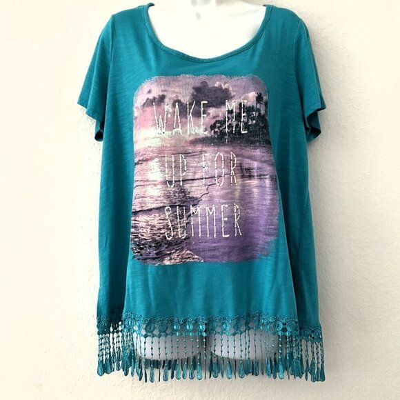 TASSEL LACE WAKE ME UP FOR SUMMER TOP PLUS 1X - Picture 2 of 10